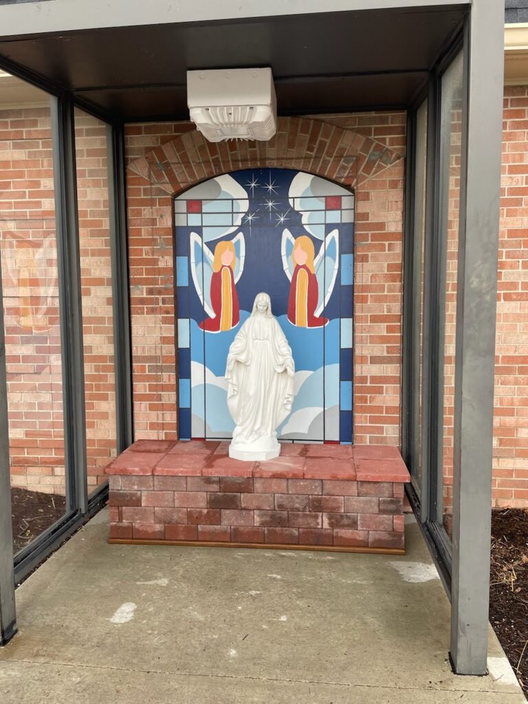 Grotto outside of the new council building